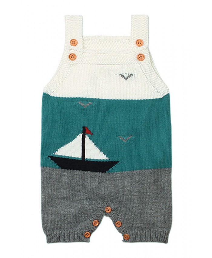 Mint Grey Sailing Knitted Toddler Onesies