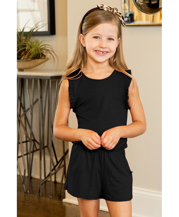 Black Ruffled Sleeveless Little Girl Romper