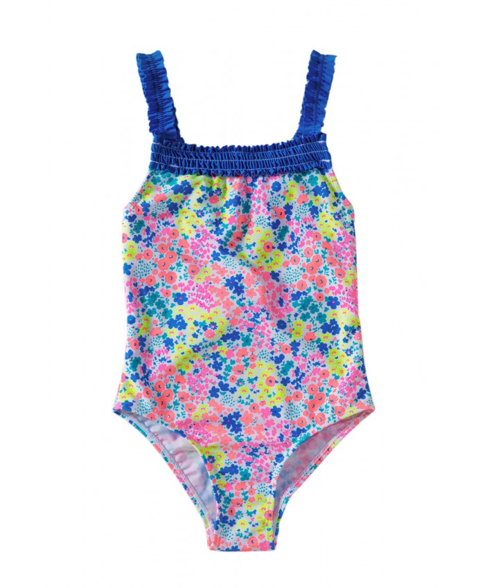 Multicolored Little Girls’ Flower Print One Piece Swimsuit