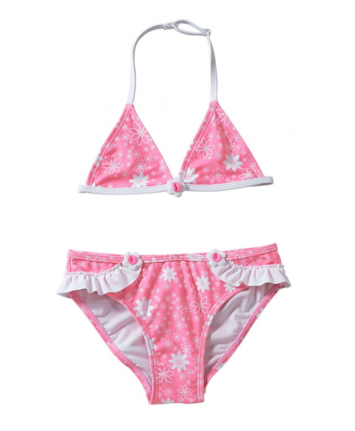 Pink Floral Halter Bathing Suit for Girls