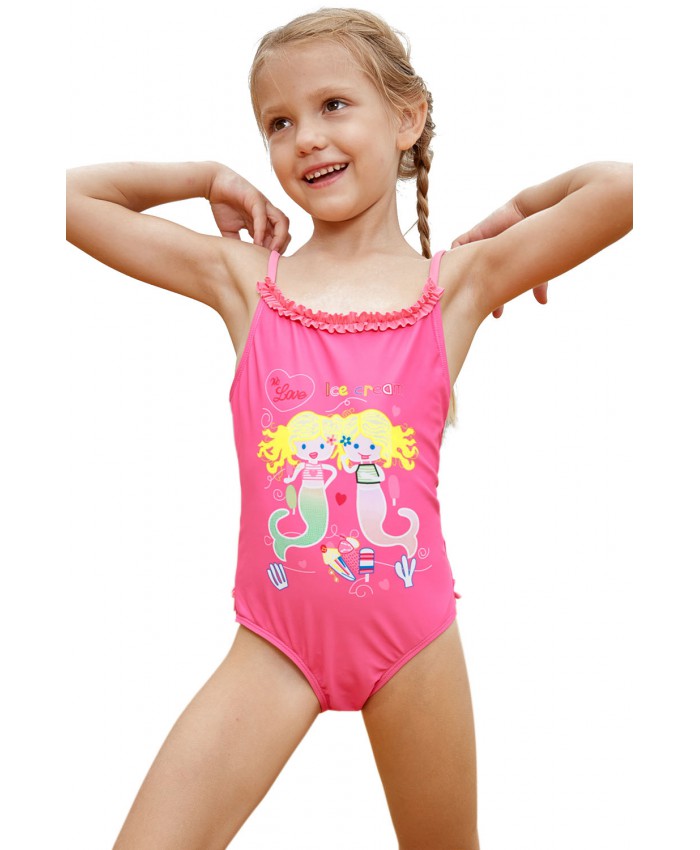 Pink Little Mermaid Princess Teddy Swimsuit