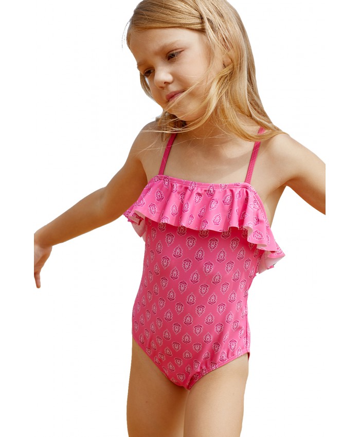 Little Girls Crisscross Open Back Printed One-piece Swimsuit