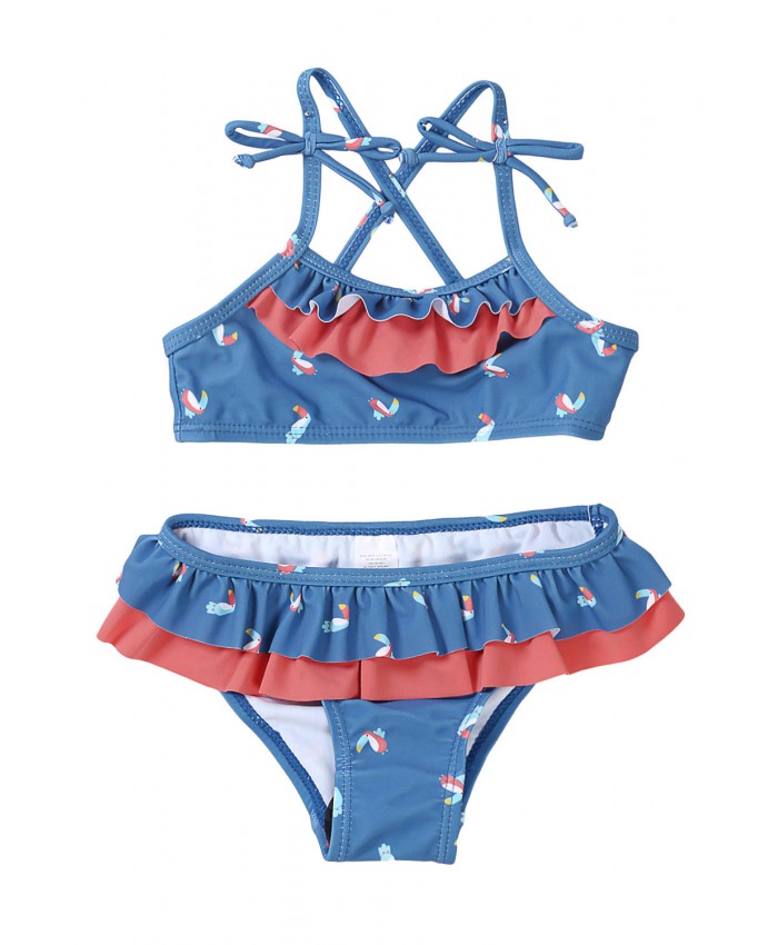 Sail Blue Little Girls Ruffle Bikini with Print